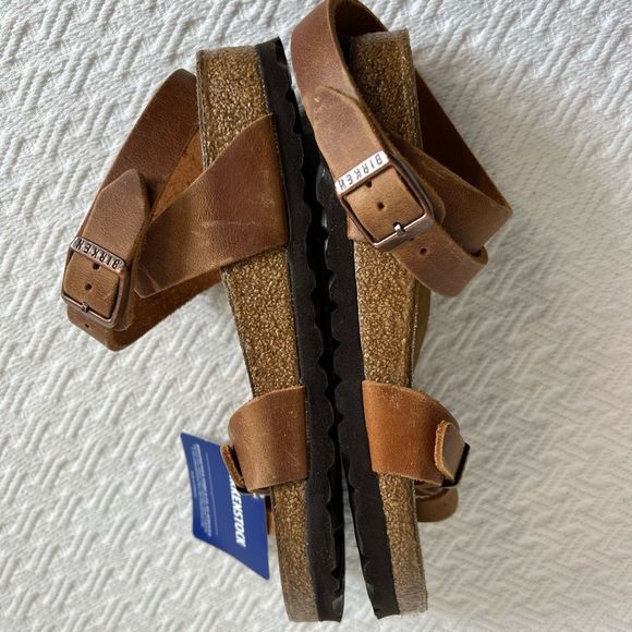 BIRKENSTOCK Waxy-Leather Sandals YARA Antique-Brown EU 36 US 5.5-6 - Picture 8 of 9